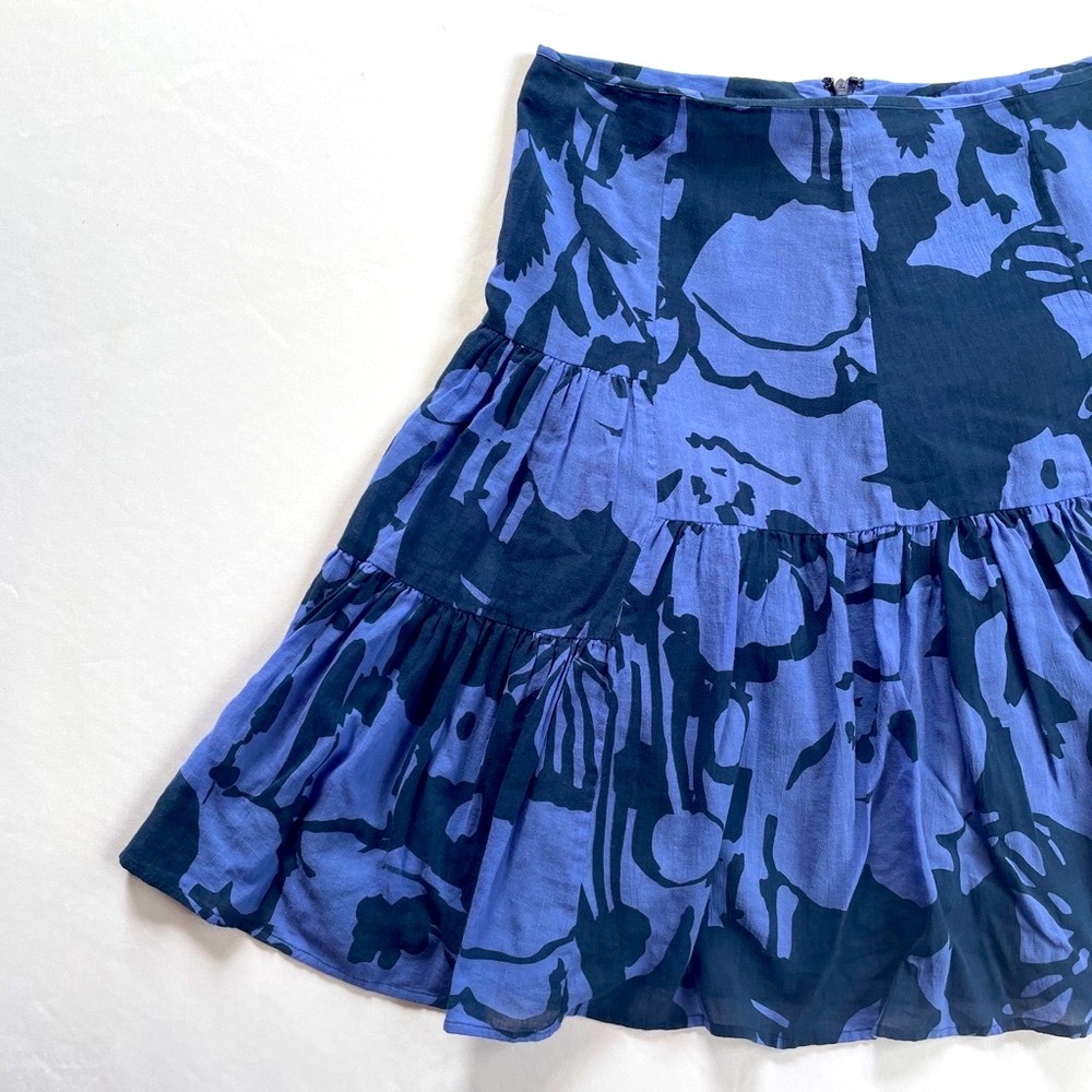 Rare 90s-00s New Man Blue Floral Cotton Mini Skirt - Sz 38F - Picture 1 of 13